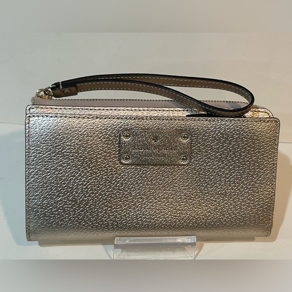 Kate Spade Blush pink metallic leather Wristlet Wallet clutch - Picture 6 of 7